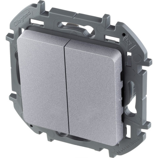 Legrand/Daccord INSPIRIA Алюминий Выключатель двухклавишный 10 AX - 250 В