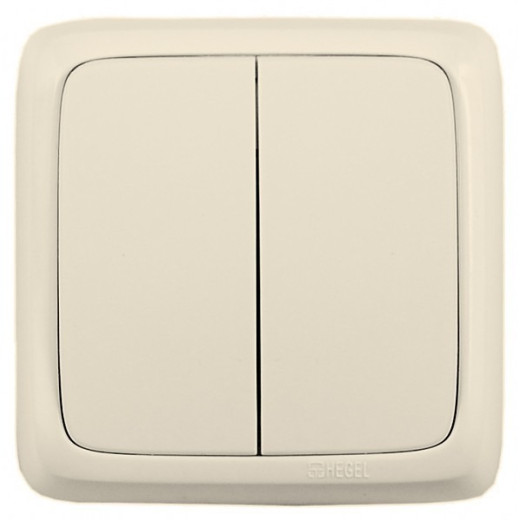 Hegel Альфа наруж Слоновая кость ВА10-153-01 Выключатель 2-клавишный с изол. пластиной