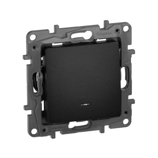 Legrand Etika Антрацит Выключатель 1-клавишный с подсветкой/индикацией, авт.клеммы, 10 AX, 250 В