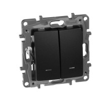 Legrand Etika Антрацит Выключатель 2-клавишный с подсветкой/индикацией, авт.клеммы, 10 AX, 250 В