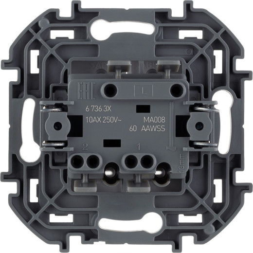 Legrand/Daccord INSPIRIA Белый Выключатель двухклавишный с подсветкой/индикацией 10 AX - 250 В