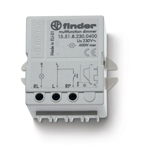 Finder Электронный диммер; 400Вт; ступенчатое диммирование; питание 230В АC (60Гц); монтаж в коробке; степень защиты IP20