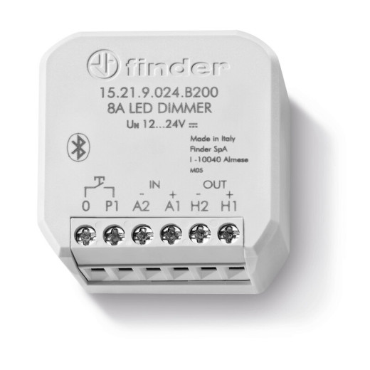 Finder Электронный диммер; для ленты LED, ШИМ 8А; питание 12...24В DC; монтаж в коробке; степень защиты IP20; BLE- Yesly