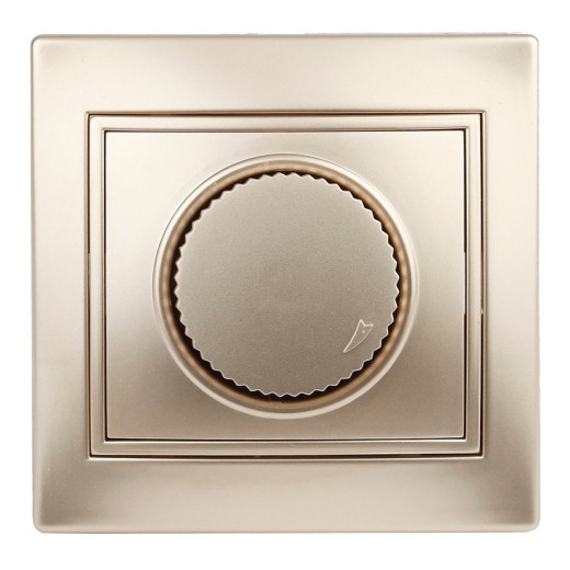 Intro 1-401-04 Светорегулятор поворотный, 600Вт 230В, IP20, СУ, Plano, шампань (10/200/2000)