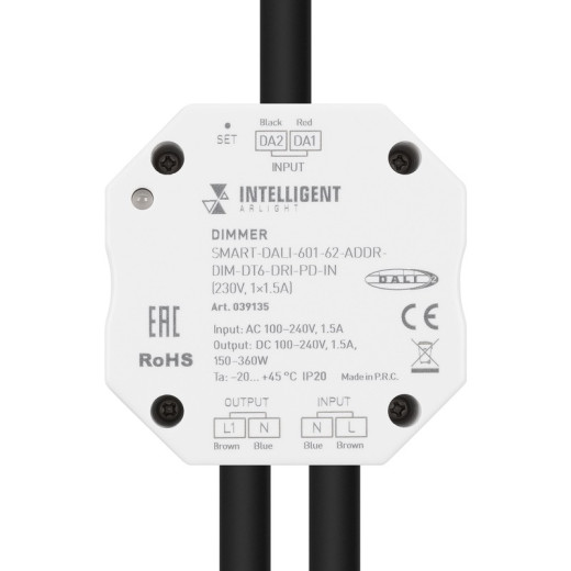 INTELLIGENT ARLIGHT Диммер SMART-DALI-601-62-ADDR-DIM-DT6-DRI-PD-IN (230V, 1x1.5A) (IARL, IP20 Пластик, 5 лет)