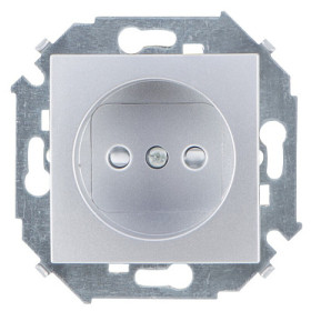 Simon 15 Алюминий Розетка б/з, со шторками, 16А, 250В, винт.зажим