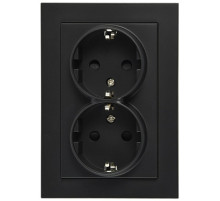 Jasmart G Черный матовый Розетка с/з двойная со шторками 16A 250V~