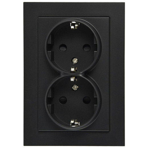 Jasmart G Черный матовый Розетка с/з двойная со шторками 16A 250V~
