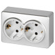 Розетка ЭРА Эксперт 11-2205-03 двойная с заземлением 2х2P+E Schuko IP20 16A-250В ОУ алюминий