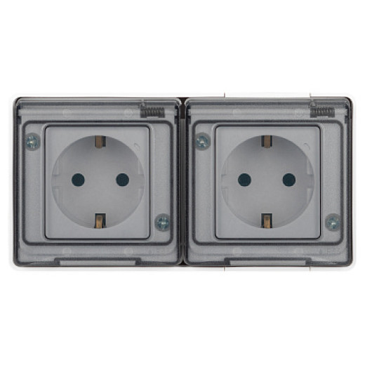 ЭРА Розетка Эксперт 11-2503-01 2х2P+E гориз. IP55, 16A-250В, ОУ, белый