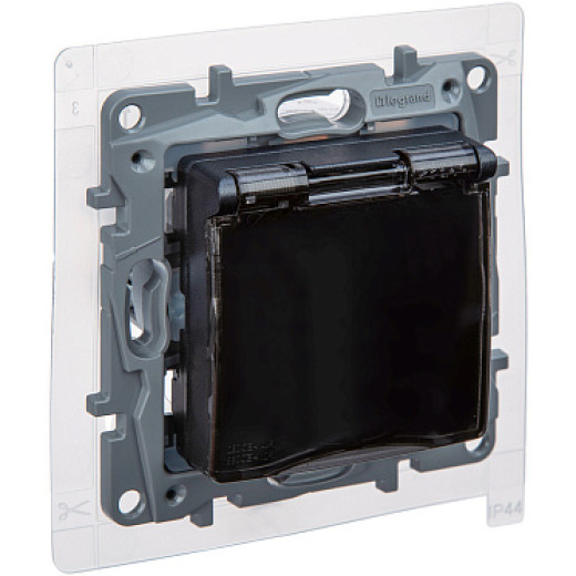 Legrand Etika Антрацит Розетка 2К+З IP44