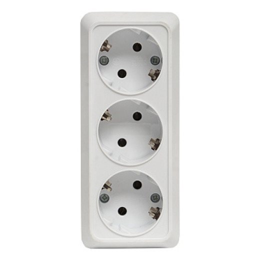EKF PROxima Рим Розетка 3-местная 16А с заземлением белая