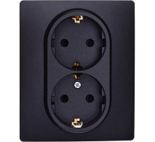 Legrand/Daccord Inspiria Розетка двойная с заземлением со шторками в сборе 16А 250В винтовые зажимы - антрацит