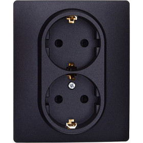 Legrand/Daccord Inspiria Розетка двойная с заземлением со шторками в сборе 16А 250В винтовые зажимы - антрацит