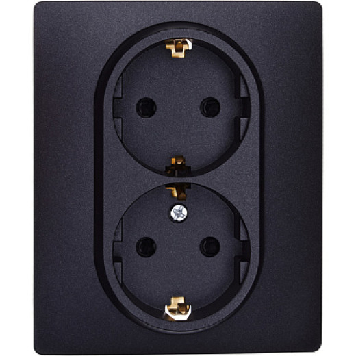 Legrand/Daccord Inspiria Розетка двойная с заземлением со шторками в сборе 16А 250В винтовые зажимы - антрацит