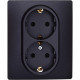 Legrand/Daccord Inspiria Розетка двойная с заземлением со шторками в сборе 16А 250В винтовые зажимы - антрацит