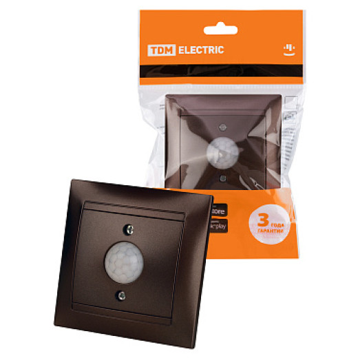 TDM Выключатель с датчиком движения 1А шоколад 