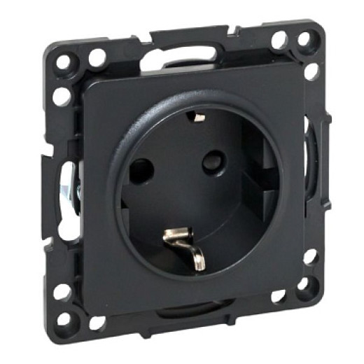 EKF PROxima Стокгольм Черный Розетка с/з, со шторками, 16А ,винт.клеммы