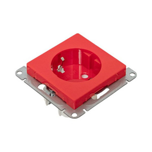 EKF Эпика Механизм розетки, 16А, с заземлением, со шторками, красный
