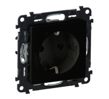 Legrand Valena LIFE Black. Силовая розетка 2К+З 16А 250В с лицевой панелью. Безвинтовые зажимы. Антрацит.
