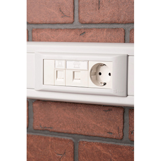 EKF PROxima Розетка 45х45 (2 модуля), с заземлением. белая, прямая