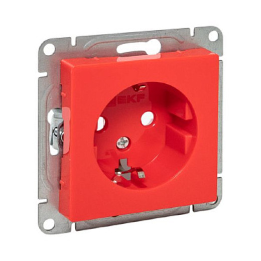 EKF Эпика Механизм розетки, 16А, с заземлением, со шторками, красный