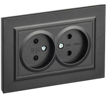 IEK BRITE Черный Розетка 2-я без з/к с з/ш 10А в сборе РСш12-2-БрЧ
