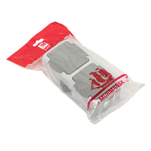 EKF PROxima Мурманск Розетка 2-местная 16А с заземлением с крышкой IP54 серый с защитными шторками