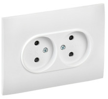 IEK SKANDY Арктический белый Розетка 2-ая б/з с защитными шторками 10А в сборе SK-R09W