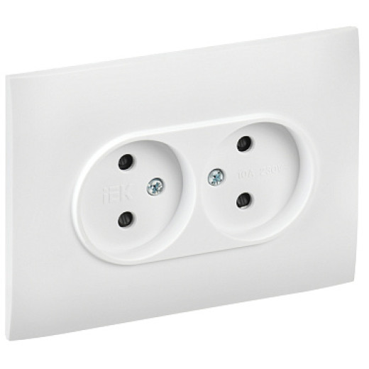 IEK SKANDY Арктический белый Розетка 2-ая б/з с защитными шторками 10А в сборе SK-R09W