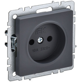 IEK BRITE BASE Графит Розетка 1-м б/з без защ.штор. 10А РС10-1-0-БрГ