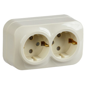 IEK GLORY РСш22-3-ХК Розет. 2-ая с з/к и з/ш о/у 16А GLORY крем.