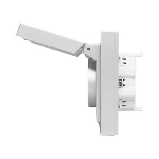 EKF Эпика Механизм розетки двойной, 16А, IP44, с заземлением, со шторками, с рамкой, с крышками, алюминий