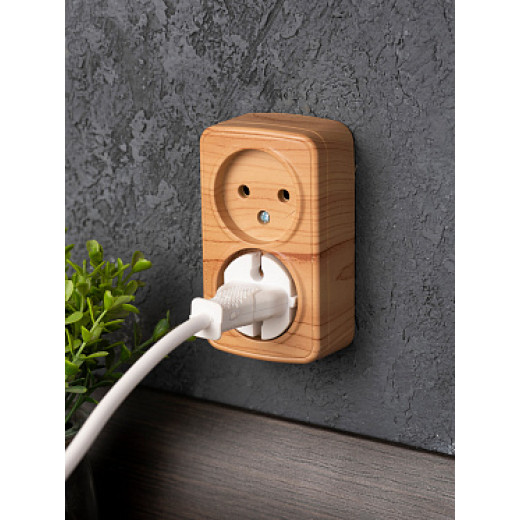 EKF Basic Минск Светлое дерево Розетка 2-ая, б/з, 10А, ОП