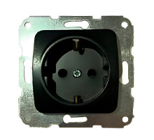 KRANZ DEA Розетка 1-ая с/з с/у 16А мех. Черный Металлик