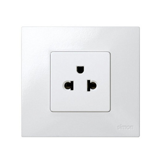 Simon 82 detail Белая Розетка 2-х полюсная американо-европейская, 15А/125В,16А/250В, винтовой