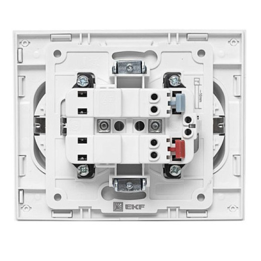EKF PROxima Стокгольм Розетка 2-ая с/з 16А белая со шторками