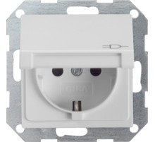 Gira S-55 Сер матовый Розетка с/з с крышкой