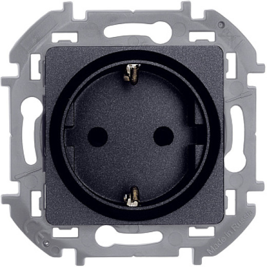 Legrand/Daccord INSPIRIA Антрацит Розетка 2К+З со шторками - немецкий стандарт - 16 А - 250 В