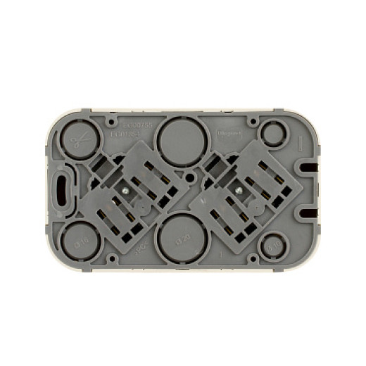 Legrand Quteo IP 20 Слоновая кость Розеточный блок с предварительным подключением 2 x 2К+З без шторок - 16 A - 250 В~