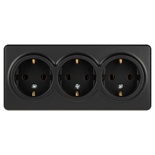 Розетка ЭРА Эксперт 11-2208-05 тройная с заземлением 3х2P+E Schuko IP20 16A-250В ОУ антрацит