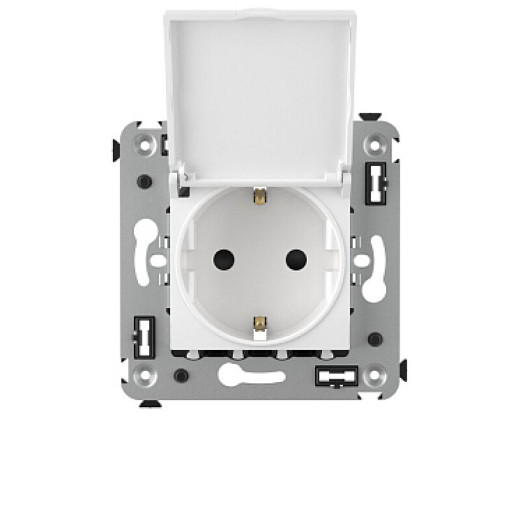 DKC Avanti Розетка с крышкой в стену, 2P+E, с з/ш, 