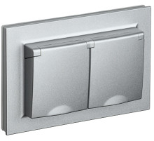 IEK BRITE Алюминий Розетка 2-м с/з с защ штор и крыш 16А в сборе IP44 РСбш12-3-44-БрА