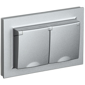 IEK BRITE Алюминий Розетка 2-м с/з с защ штор и крыш 16А в сборе IP44 РСбш12-3-44-БрА