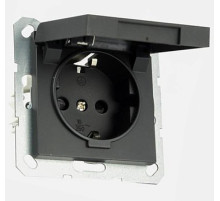 Jasmart G Антрацит Розетка с/з со шторками с крышкой 16A 250V~