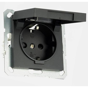 Jasmart G Антрацит Розетка с/з со шторками с крышкой 16A 250V~