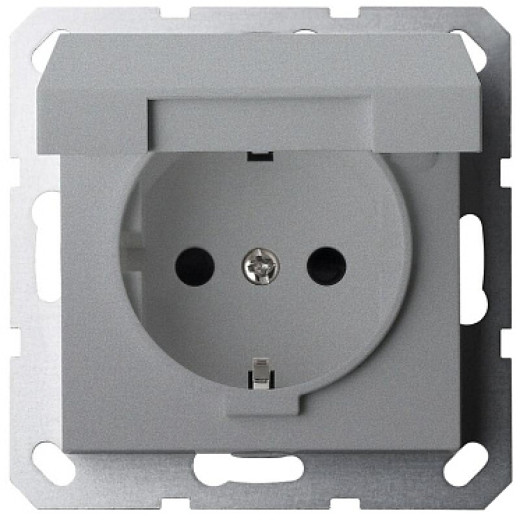 Jasmart G Алюминий Розетка с/з со шторками с крышкой 16A 250V~