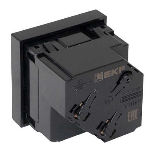EKF Розетка 45х45 с зазем. 45 градусов, быстрозажимные клеммы, черная, матовая