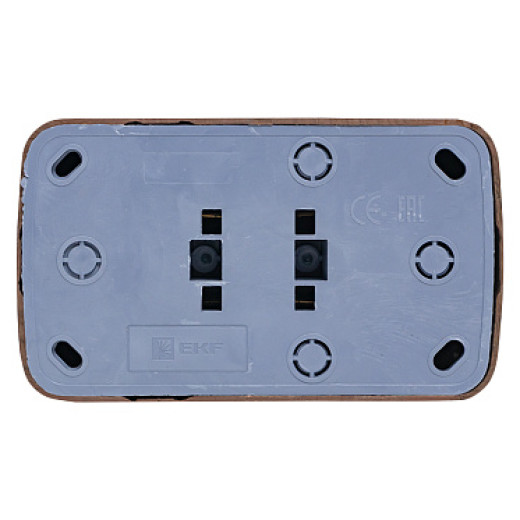 EKF Basic Минск Темное дерево Розетка 2-ая, б/з, 10А, ОП