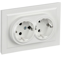 IEK BRITE Белый Розетка 2-м с/з без защ штор 16А в сборе РС12-3-БрБ